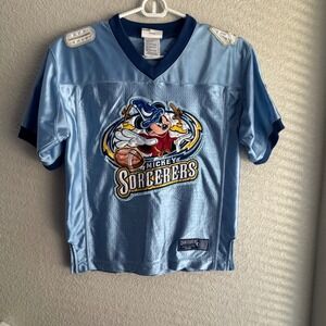 Disneyland Resort Mickey Sorcerers Football Jersey Kids Medium Blue 40 M. Mouse